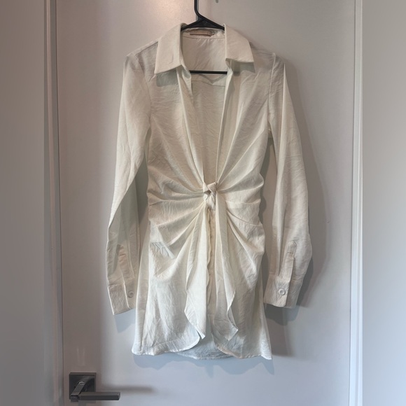 Choosy Tie Front White Mini Dress - Picture 1 of 5
